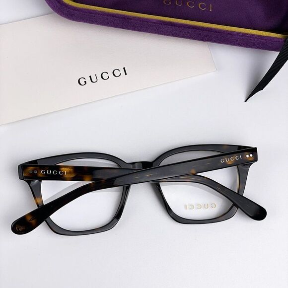 SALE! NEW GUCCI LOGO GG0572O 007 Havana Square Unisex Eyeglasses main image 11